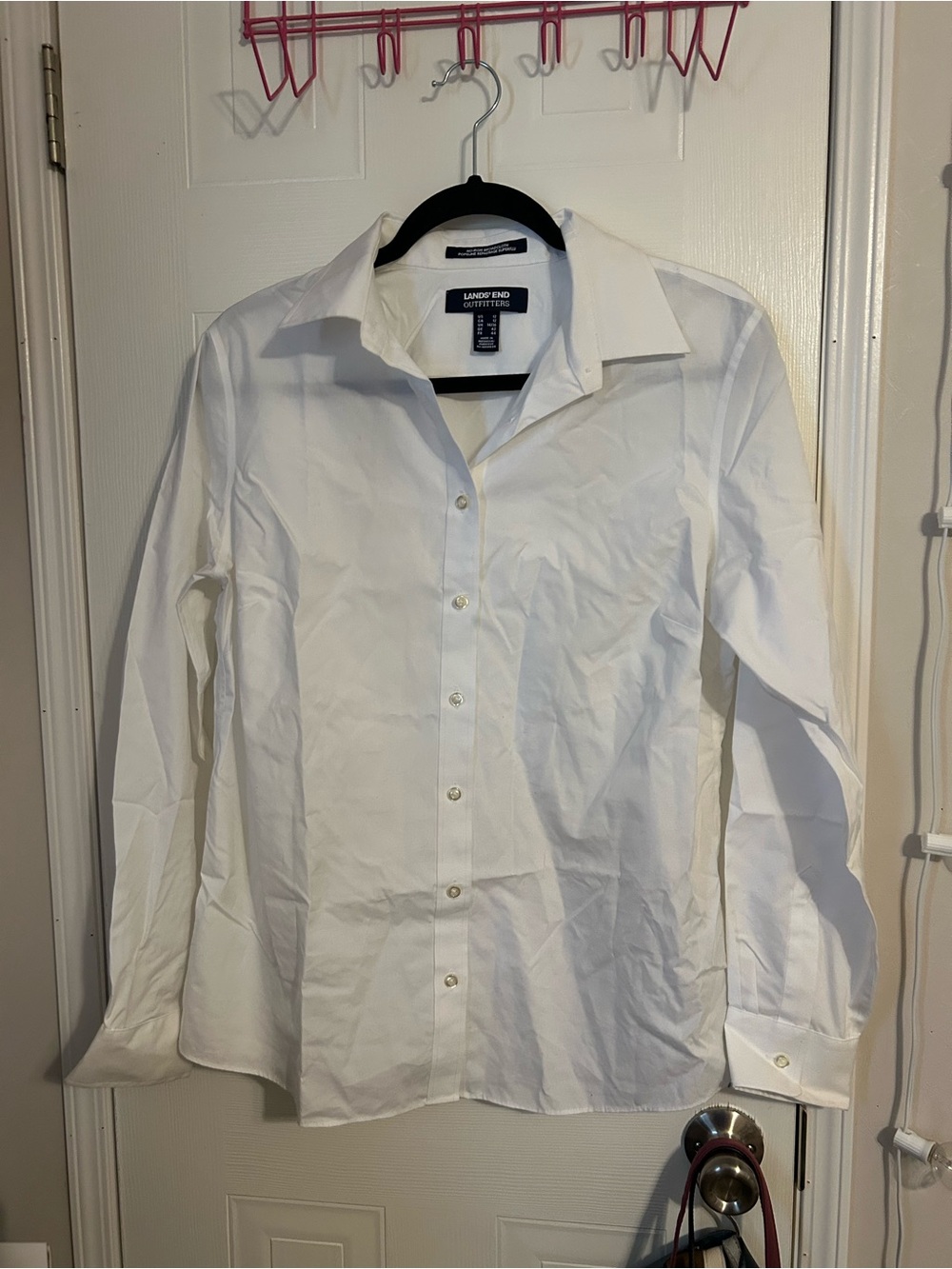Lands' End White Classic Button-Down Dress Shirt for women